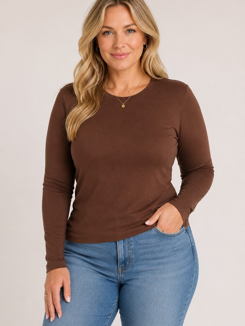 OGL Eco-MiYaMoon Crewneck Long Sleeve Brami – Hazelnut Brown – XL – NWT